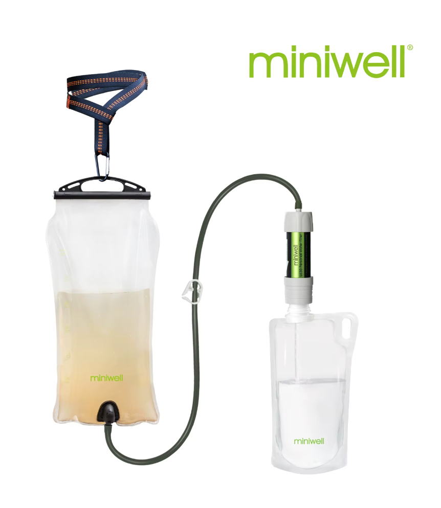 Miniwell Utomhus Gravity Vattenfilter – För Vandring, Camping, Överlevnad och Resor
